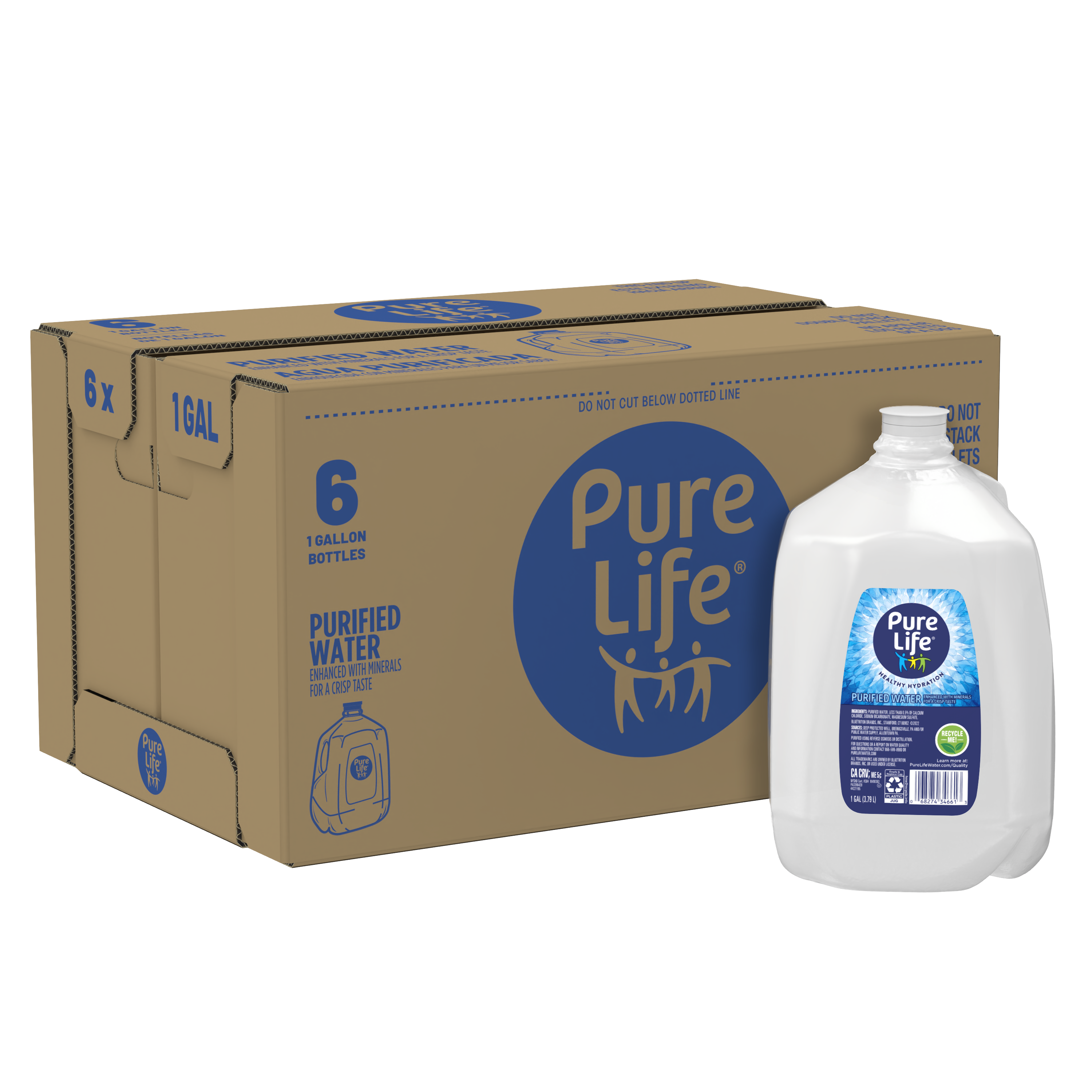 Pure Life® Purified Water, 1 Gallon, Packs of 6, Pallet of 35 Cases