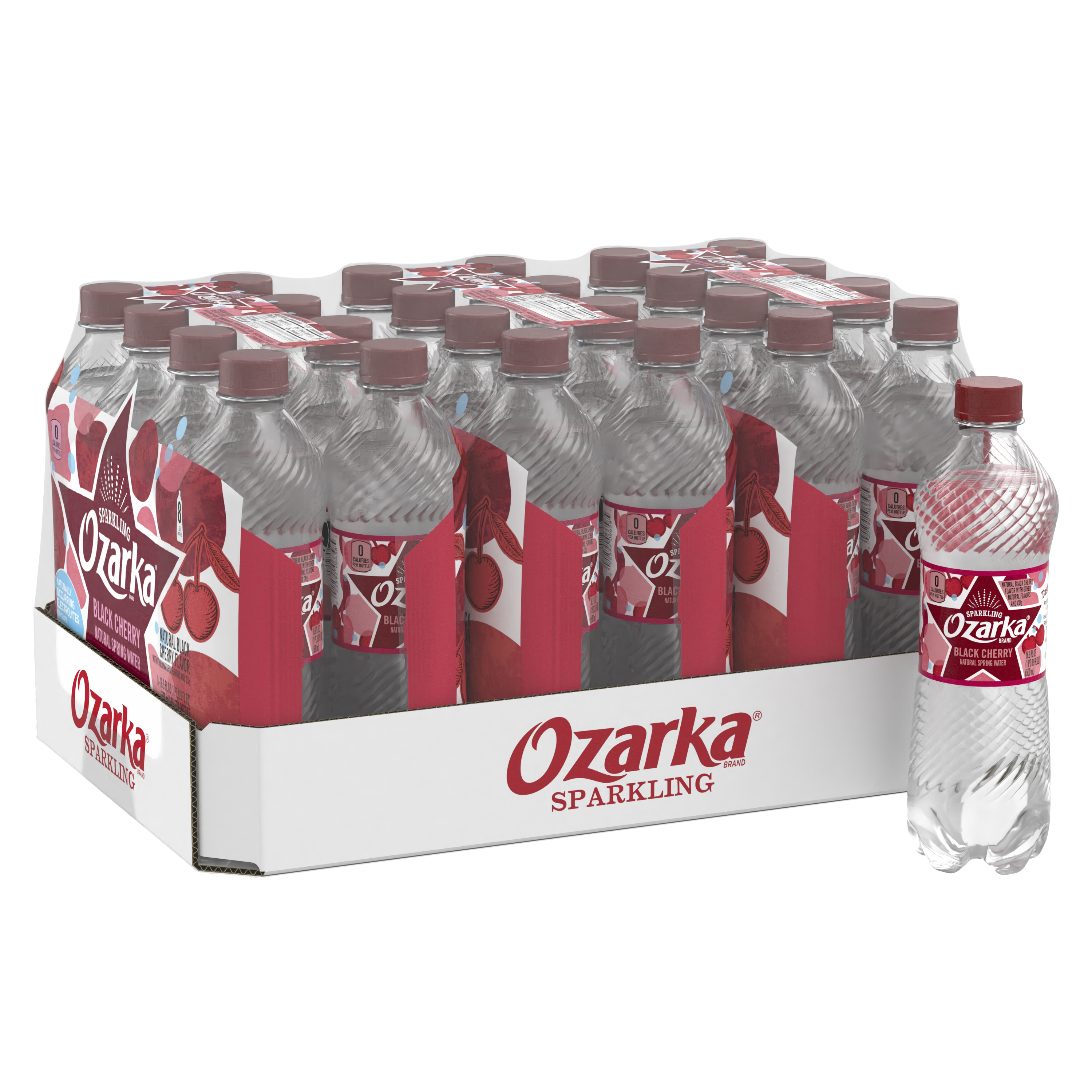 Ozarka Sparkling Water, Black Cherry, 16.9 oz. Bottles (Pack of 24)