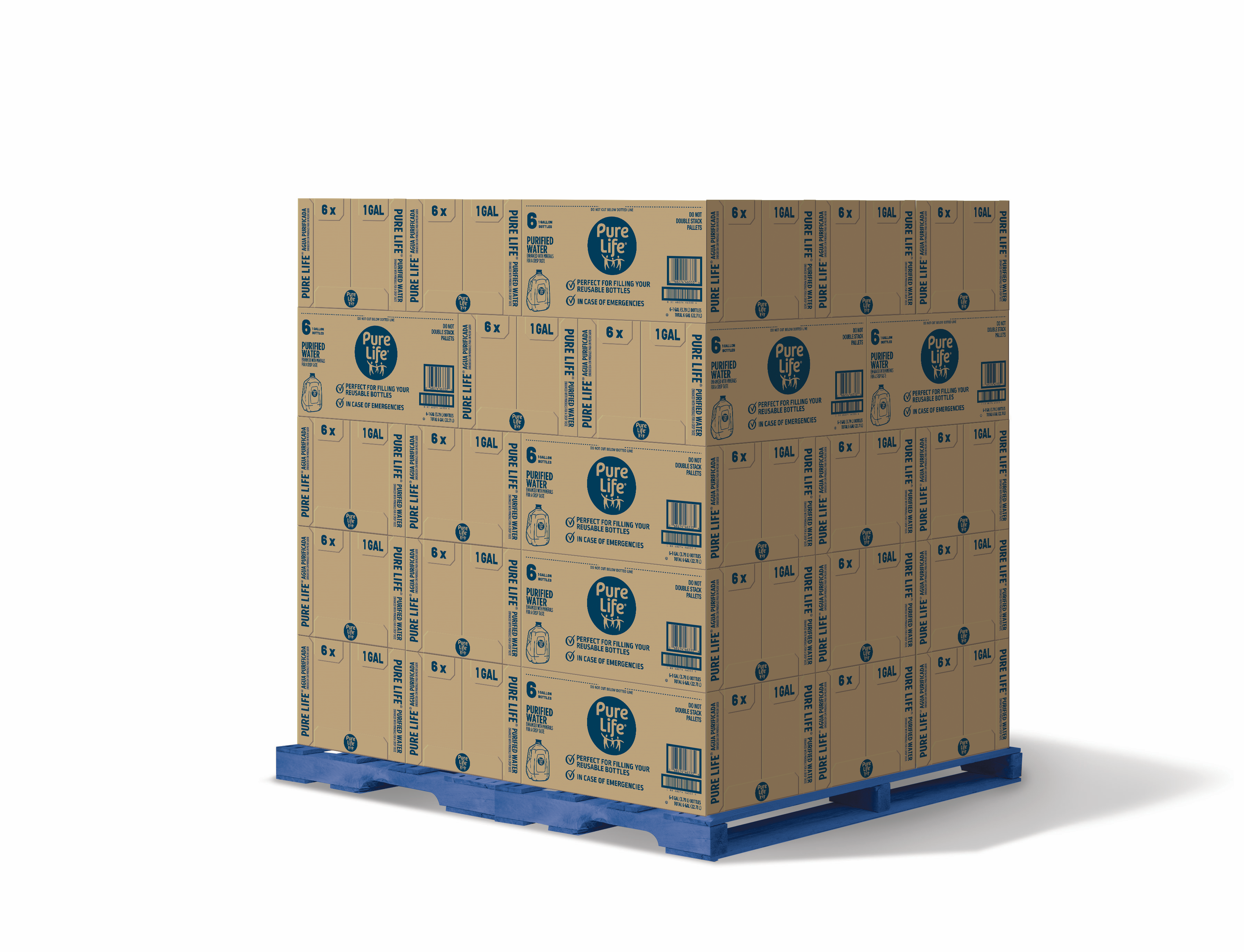 Pure Life® Purified Water, 1 Gallon, Packs of 6, Pallet of 35 Cases