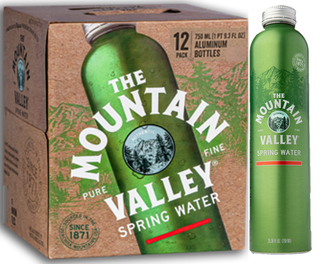 The Mountain Valley® Bottled Spring Water 0.75L, 12-Count of Aluminum