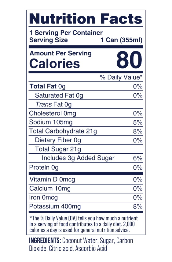 Coaqua Sparkling Coconut Water, 12 oz, Can, Pack of 12