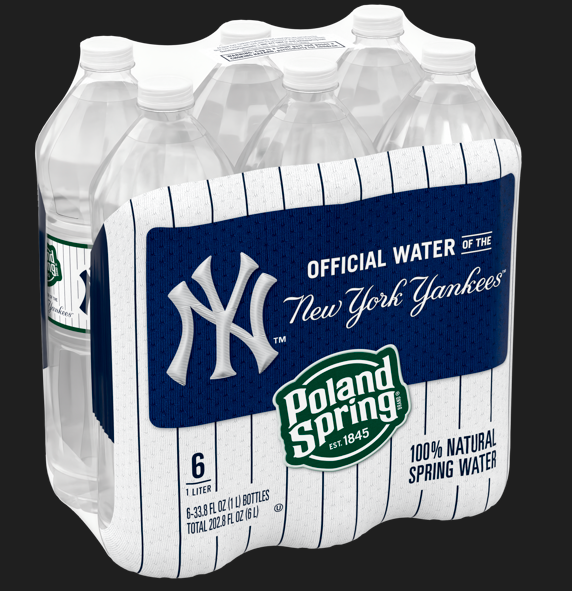 Poland Spring® Maine Spring Water 1 Liter, New York Yankees™ Pinstripes (12 Pack)