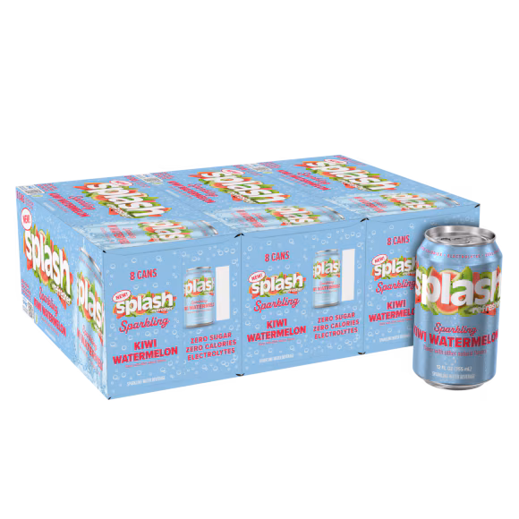 Splash Refresher™ Kiwi Watermelon Flavored Sparkling Water - Aluminum Can 12oz (Pack of 24)
