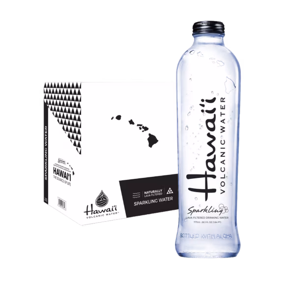 Hawaii Volcanic™ Naturally Alkaline Sparkling Water 777mL Glass Bottle (12 Pack)