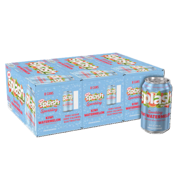 Splash Refresher™ Kiwi Watermelon Flavored Sparkling Water - Aluminum Can 12oz (Pack of 24)