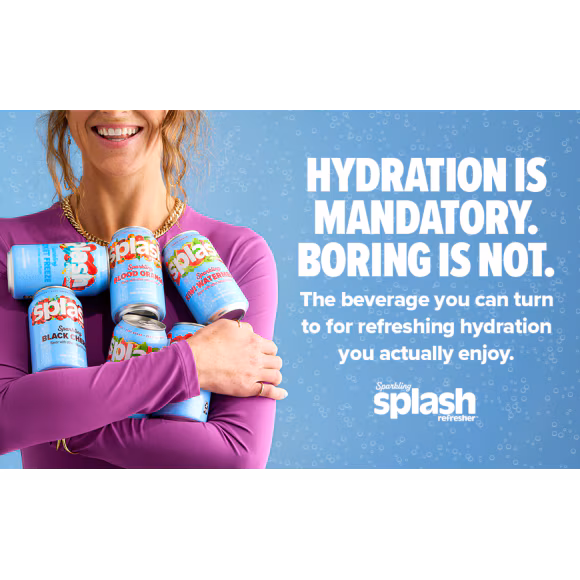 Splash Refresher™ Kiwi Watermelon Flavored Sparkling Water - Aluminum Can 12oz (Pack of 24)