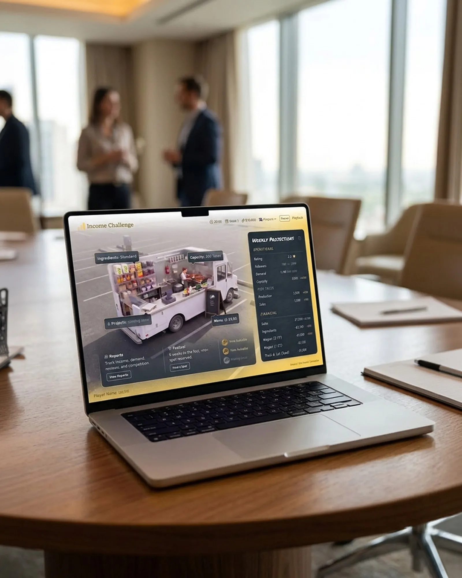Abilitie's Income Challenge simulation on a laptop screen