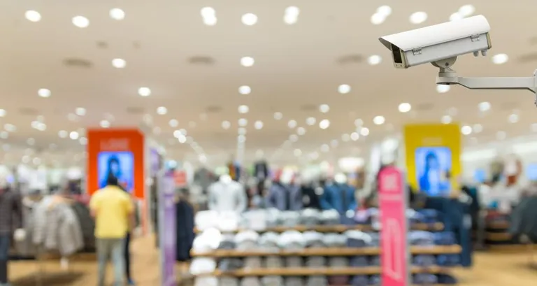 Retail security camera to capture organized retail crime in a store.
