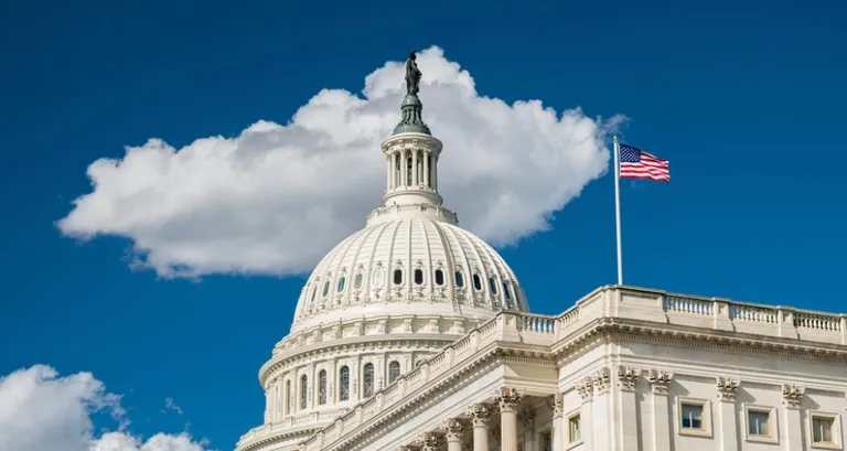 Capital Hill and a flag waving.