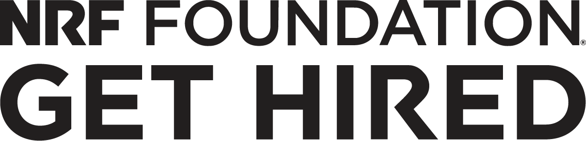 In block, black letters, NRF Foundation Get Hired.