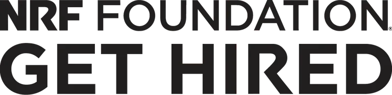 In block, black letters, NRF Foundation Get Hired.