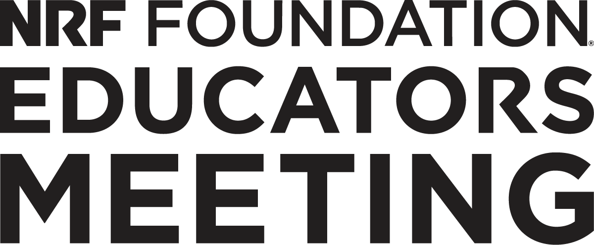 Stylized block letters in black that say NRF Foundation Educators Meeting