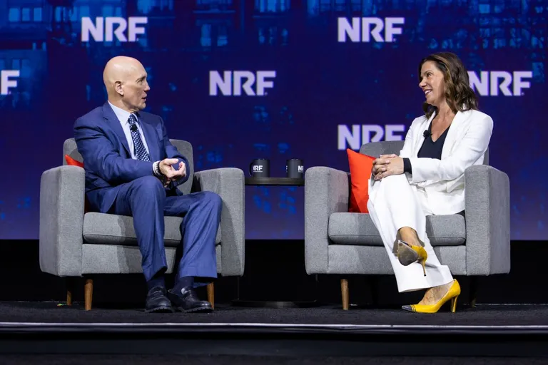 NRF President and CEO Matthew Shay speaks to Best Buy CEO Corie Barry at NRF 2025: Retail's Big Show