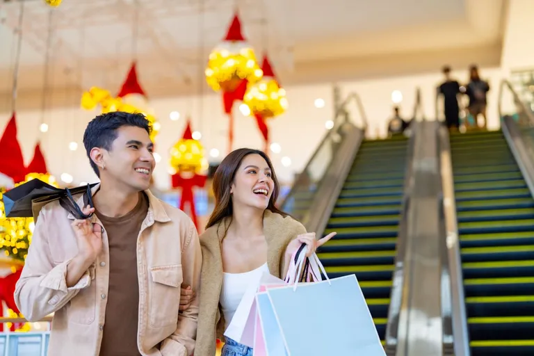 A couple shopping.