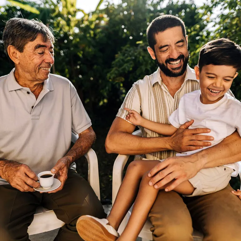 Fathers and son spending time together.