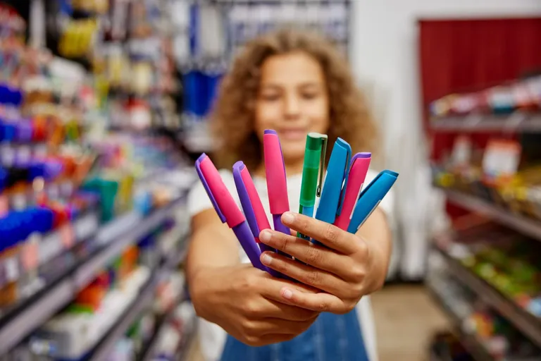 A kid shopping for back to school.