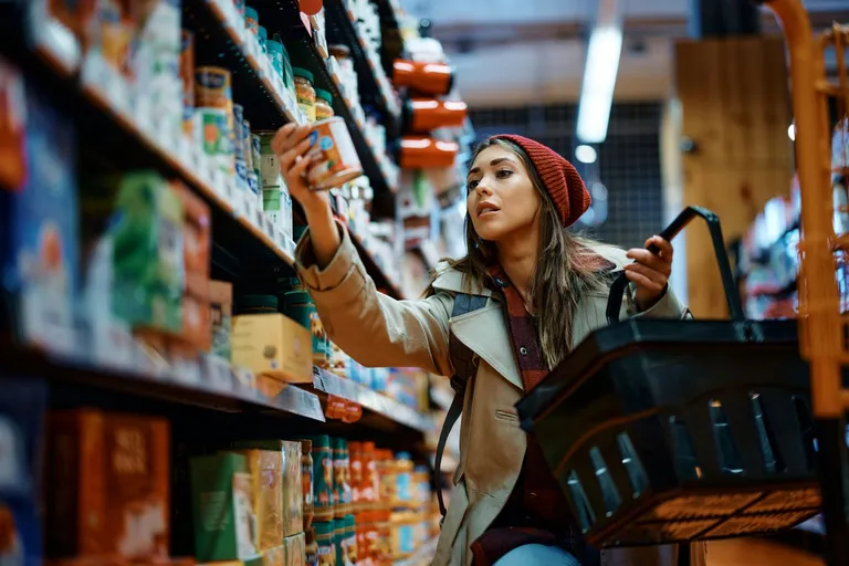 A woman shopping for groceries.