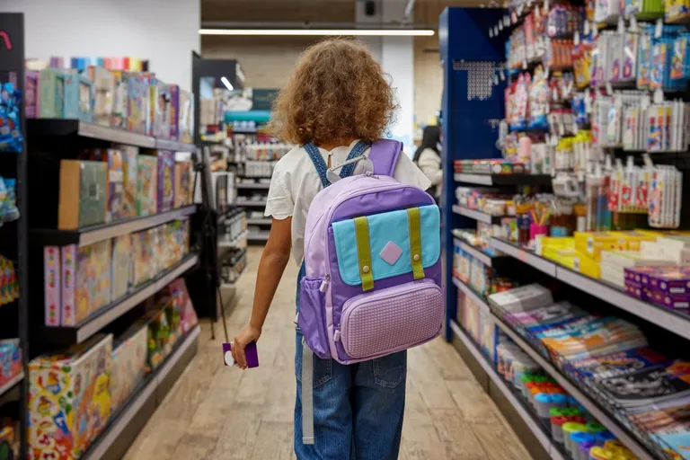 A kid shopping for back to school.