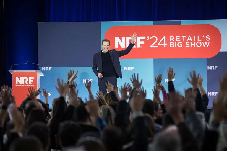 Lee Peterson speaking at NRF 2024.