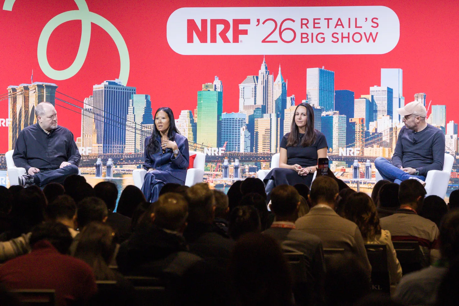 From left to right, Brendan Witcher (Think Recruiter), Linda Li (COS), Nadine Graham (Sephora), Mattias Haase (Zalando) discuss the opportunties AI brings to their businesses.