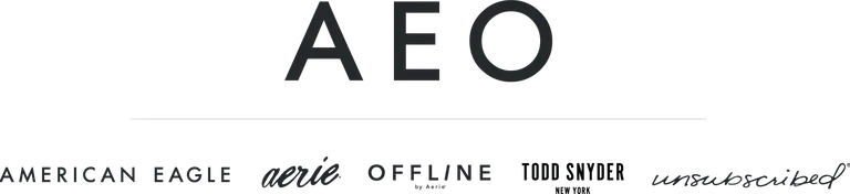 AEO logo along with American Eagle, Aerie, Offline, Todd Snyder, and Unsubscribed logos.