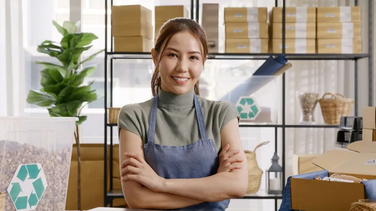 A woman working in retail.