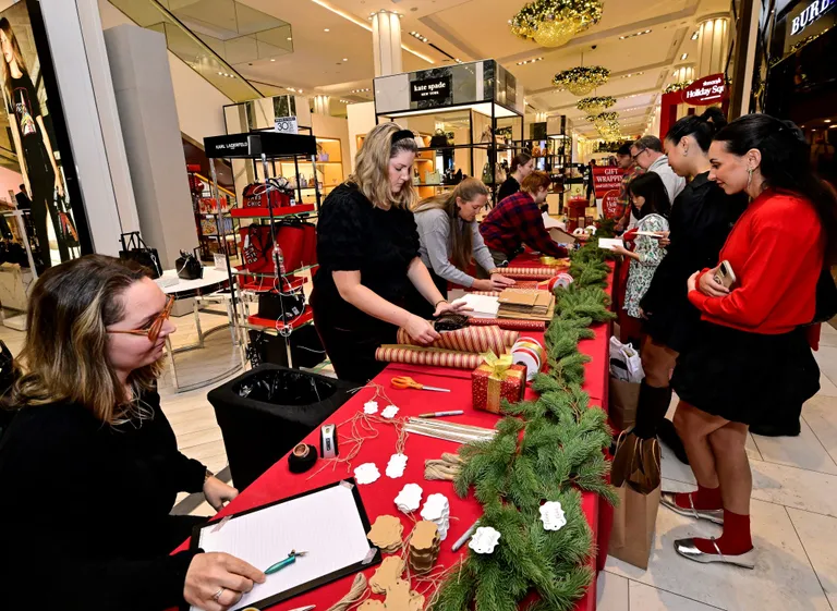 Gift wrapping at Macy's.
