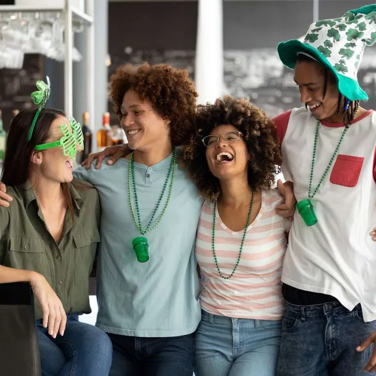 Adults celebrating St. Patrick's Day.