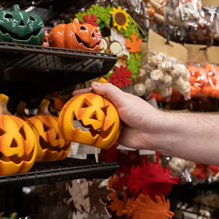A person Halloween shopping.