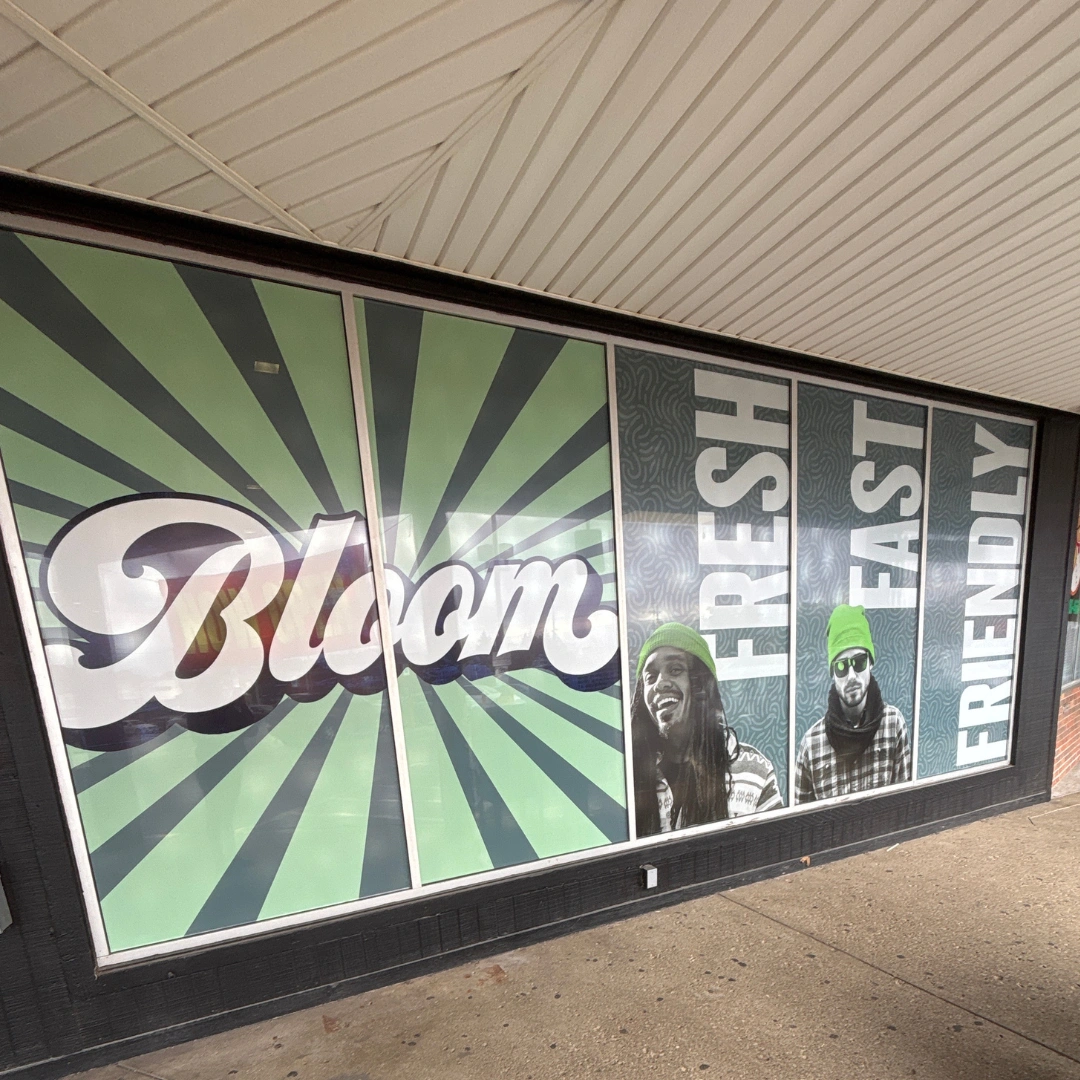 Bloom Massillon marijuana dispensary outdoor signage promising fresh, fast and friendly marijuana shopping experience