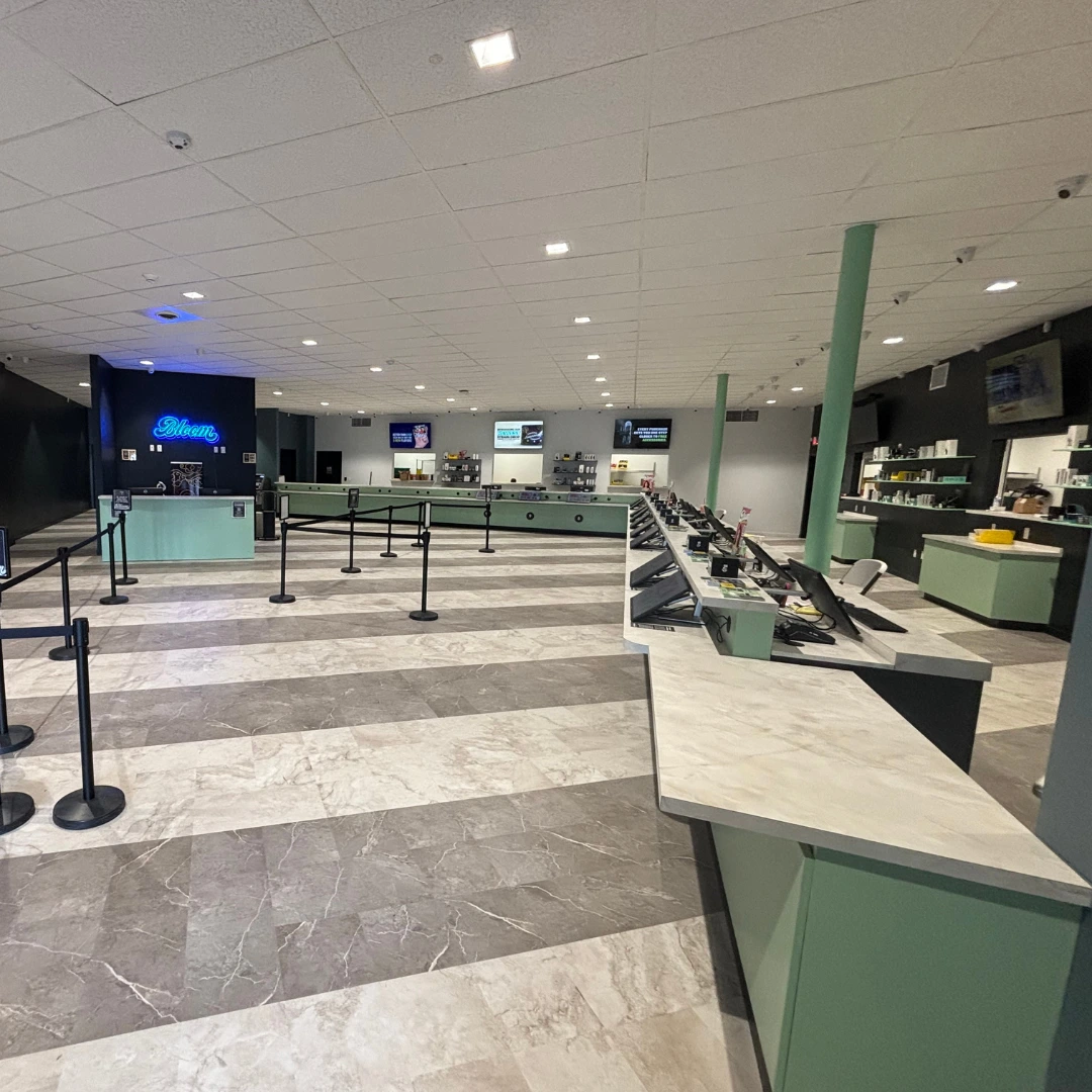 Bloom Cannabis Massillon dispensary interior store layout and check in counter  for med and rec customers