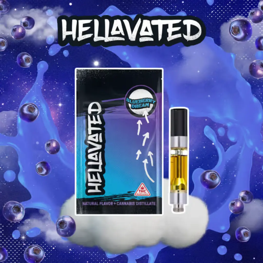 hellavated blueberry dream 1g distillate vape cart