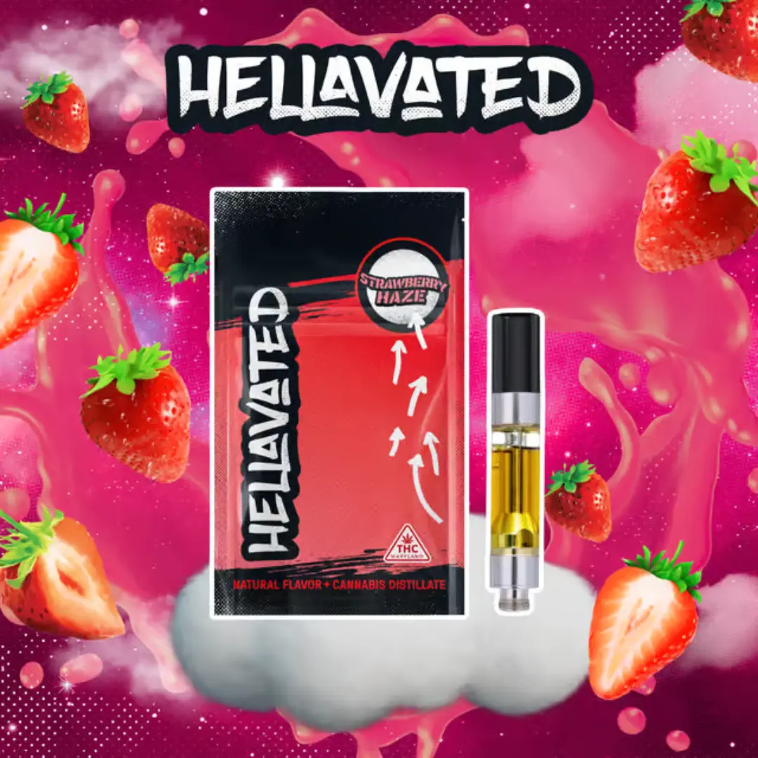 hellavated strawberry haze 1g distillate vape cart