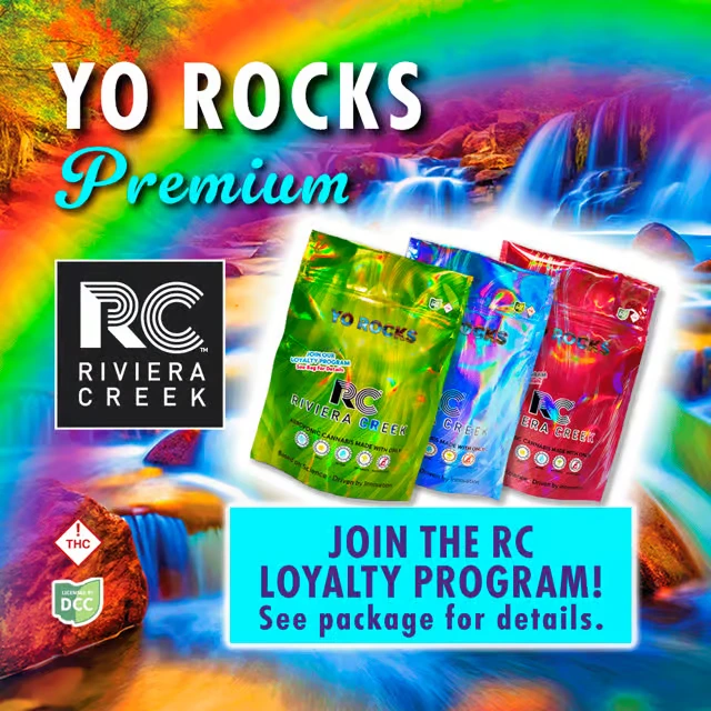 Riviera creek yo rocks flower strain packaging