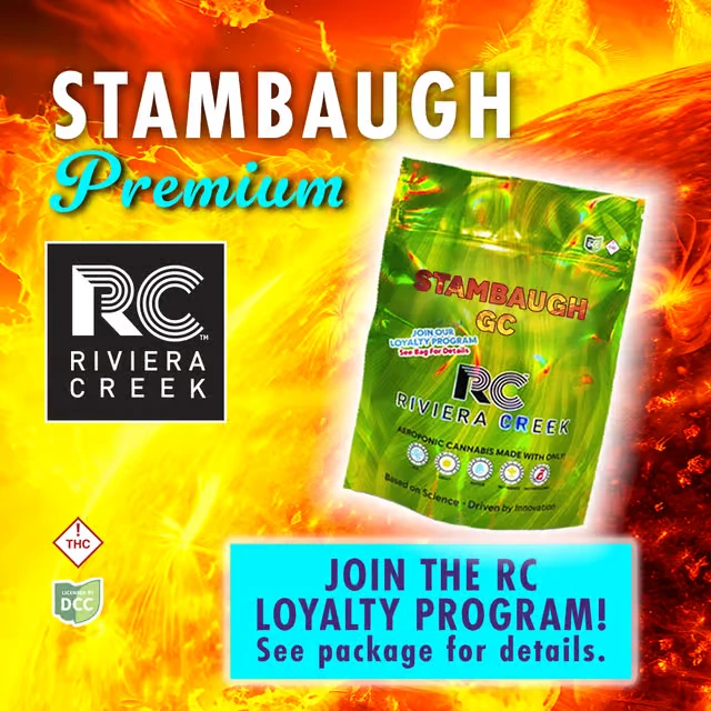 Riviera creek stambaugh garlic cookies flower strain packaging