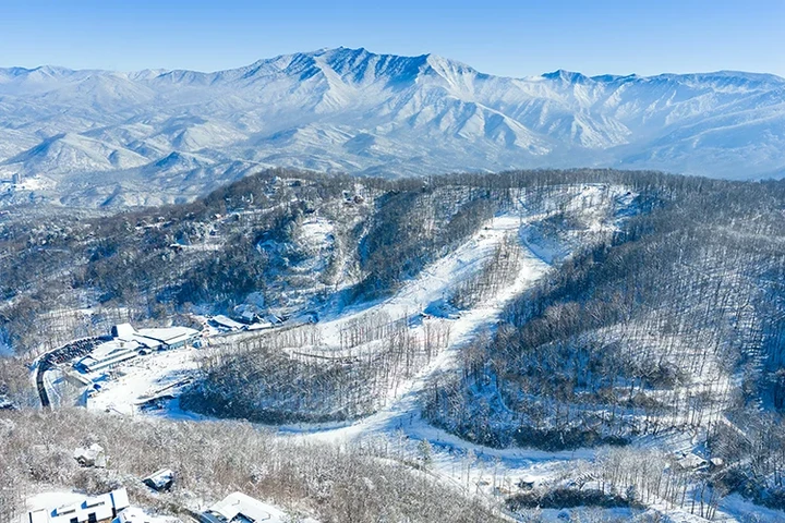 Aerial Photo of Ober Mountain looking towards Mount Le Conte