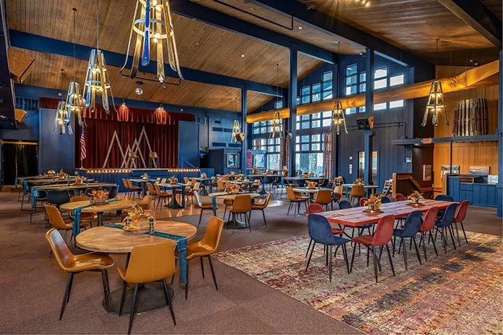 Ober Lounge restaurant area, stage, and event venue