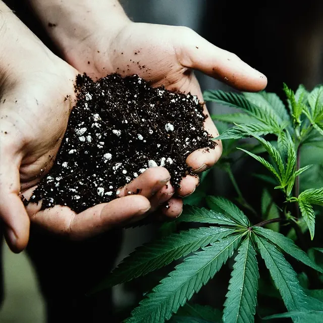 Hands holding soil