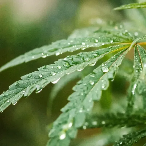 droplets on cannabis leaves