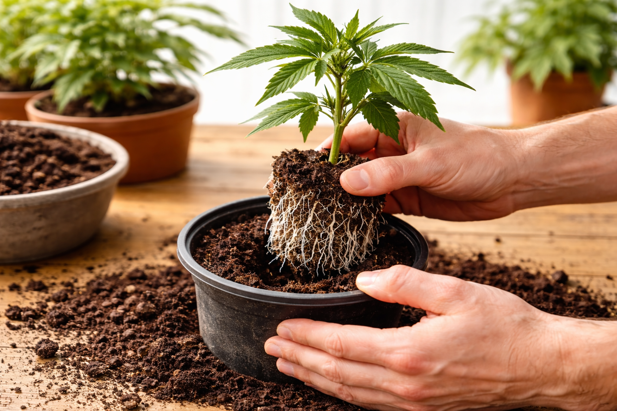 clone roots from a pot