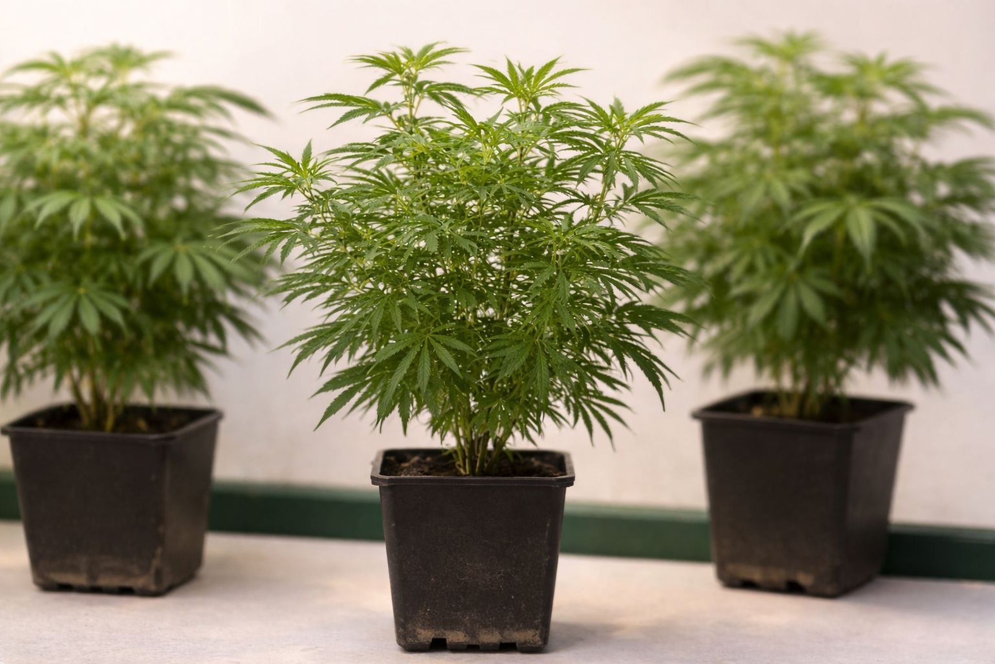 Cannabis plants in pots