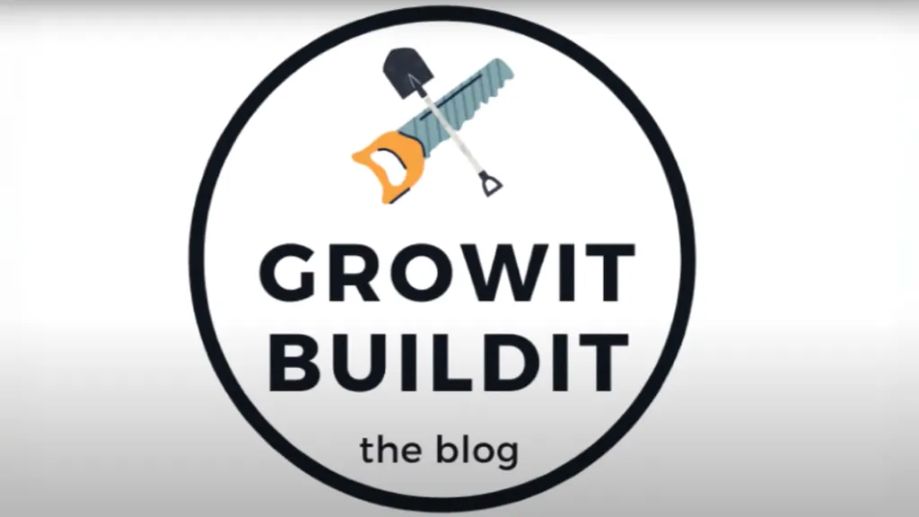 Logo with a saw and shovel crossed above the text "GROWIT BUILDIT" and "the blog" inside a black circle.