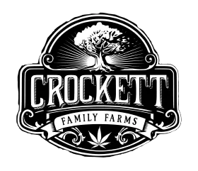 Logo for Crockett Family Farms featuring a stylized tree and leaf design on a black background.