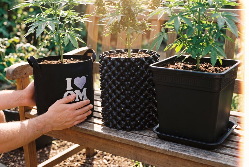 Soil and coco coir side by side in cannabis pots, highlighting how the right container and growing medium help support healthy root growth and strong plants.