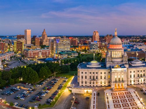 Aerial view of Providence capitol building