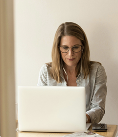 Woman working on laptop