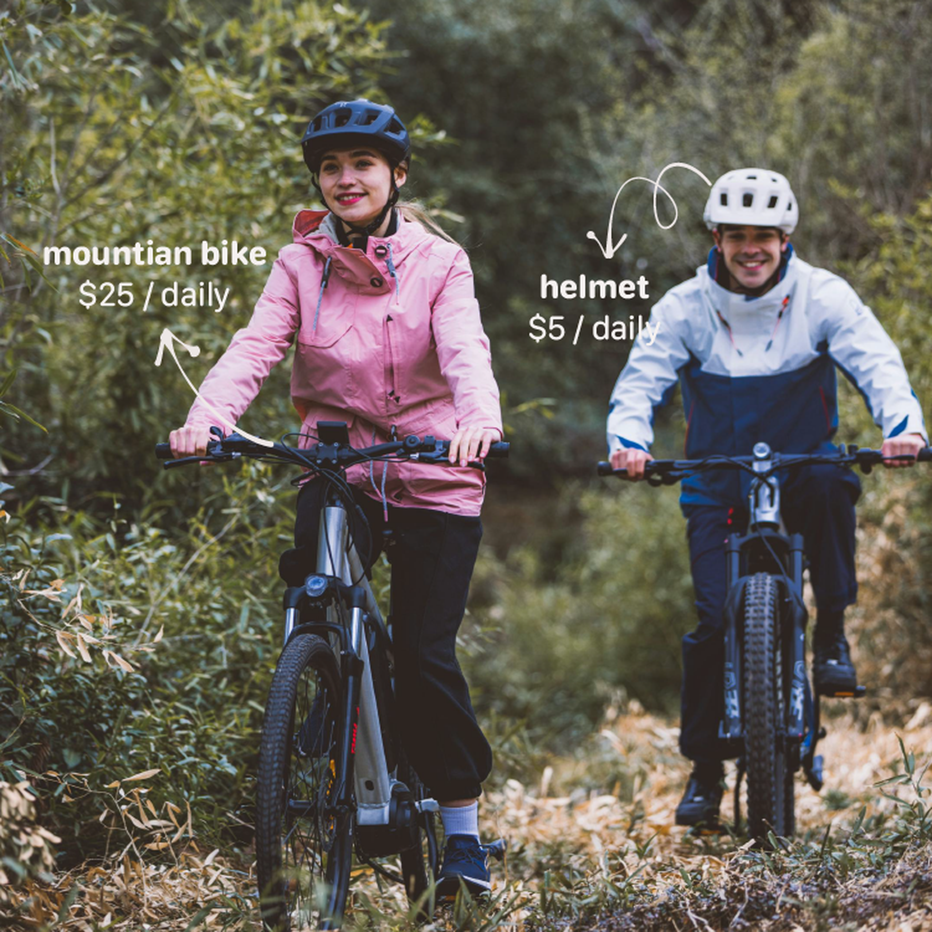 Picture of two people biking