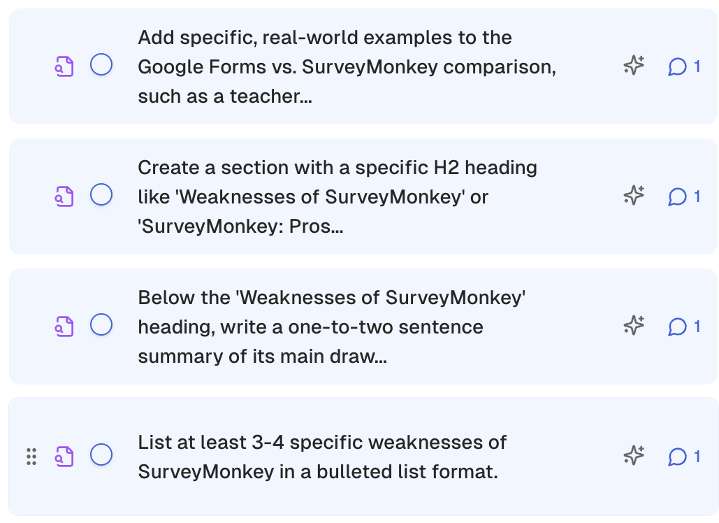 SERP features checklist item example