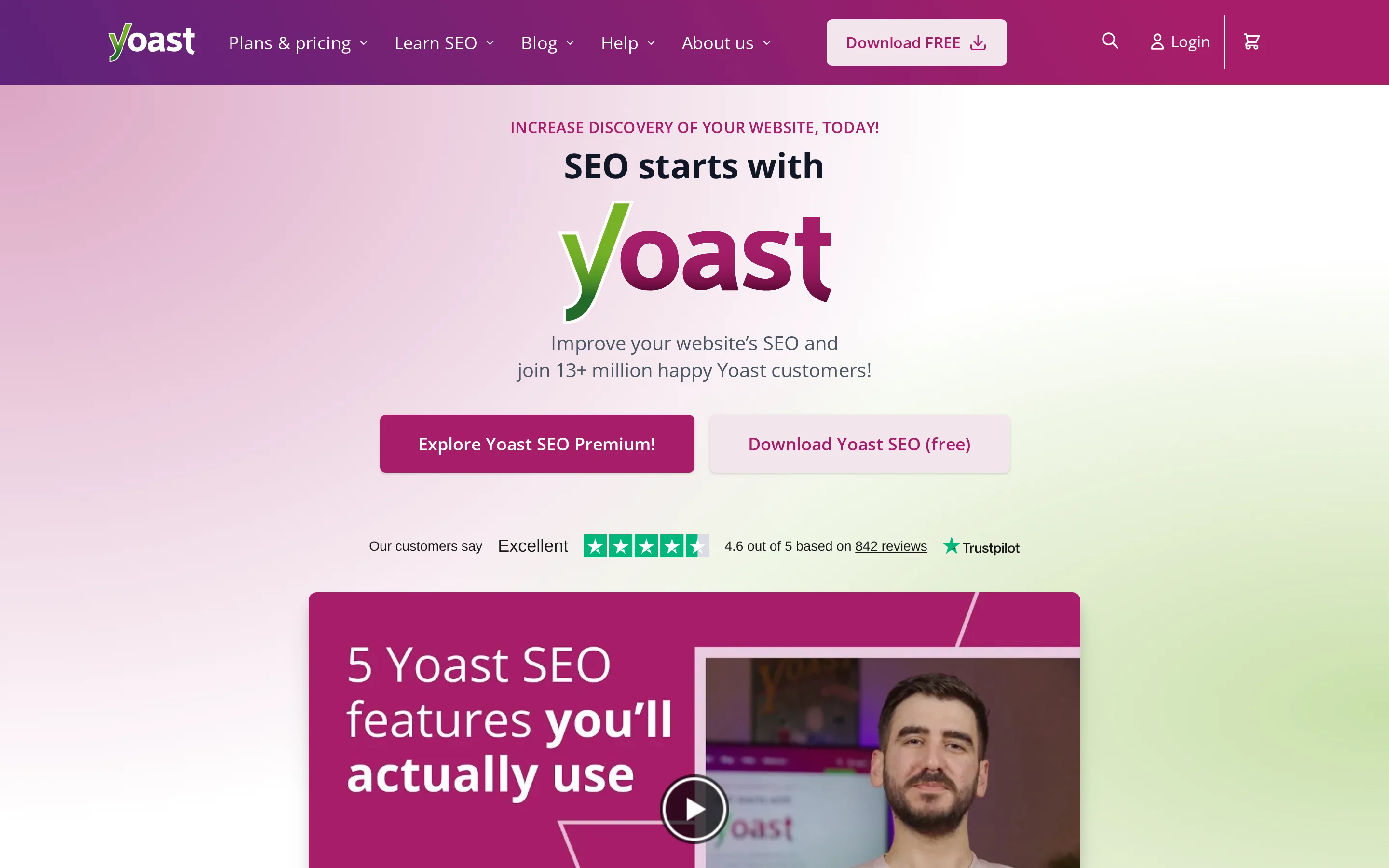Yoast SEO landing page for the WordPress plugin handling on-page and technical SEO Yoast SEO landing page for the WordPress plugin handling on-page and technical SEO