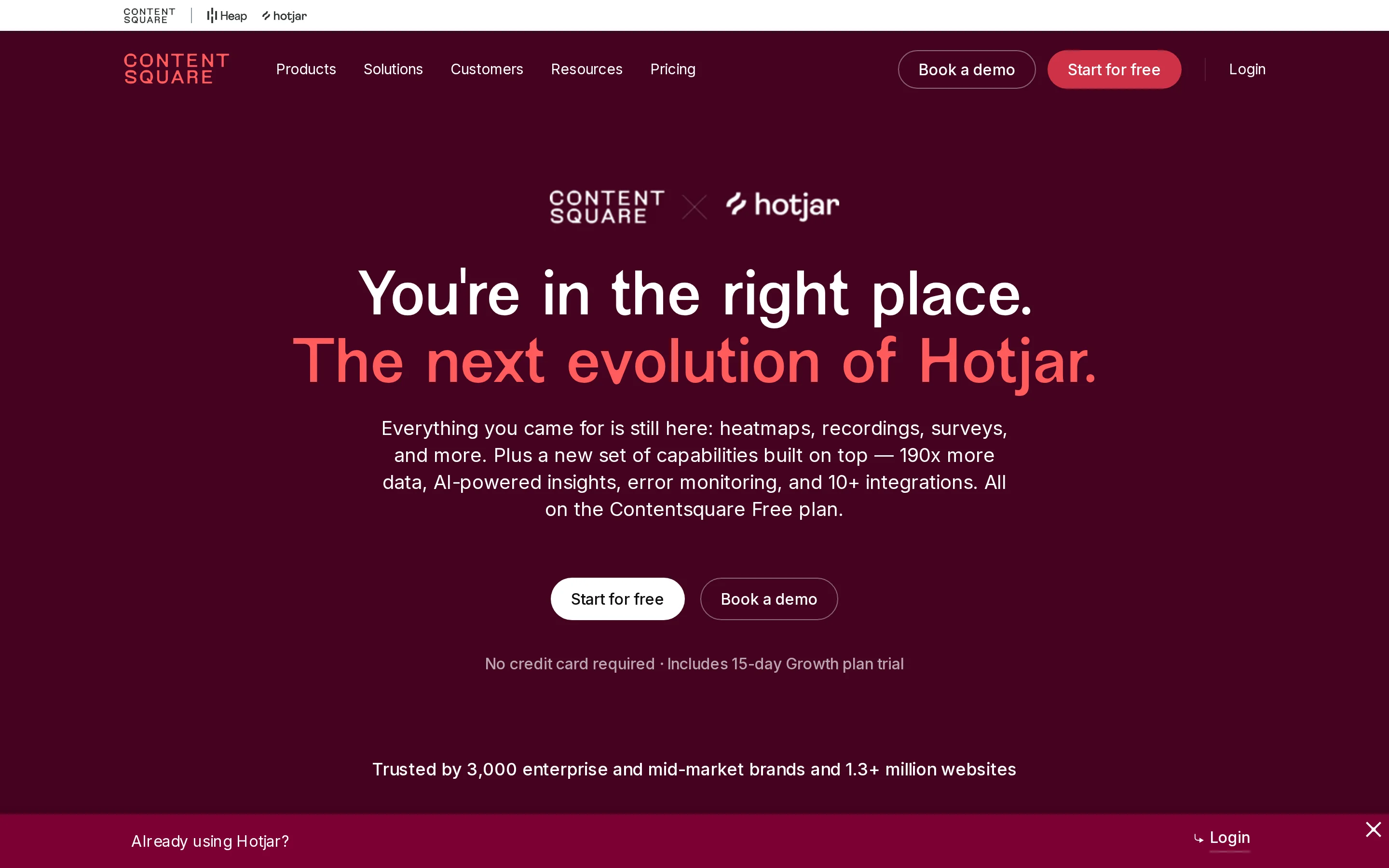 Hotjar behavior analytics interface for heatmaps and session recordings